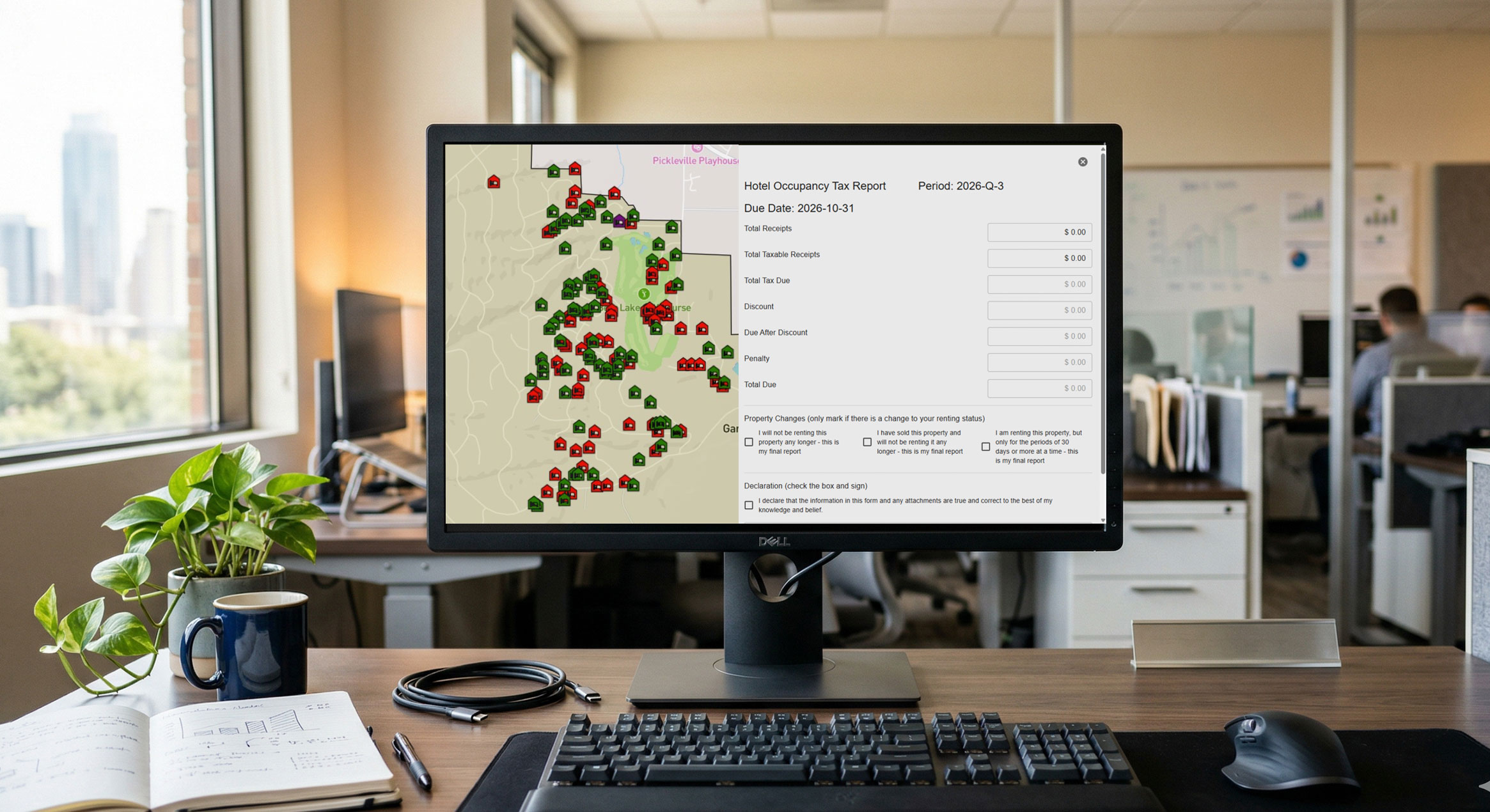 Tax reporting and remittance screen